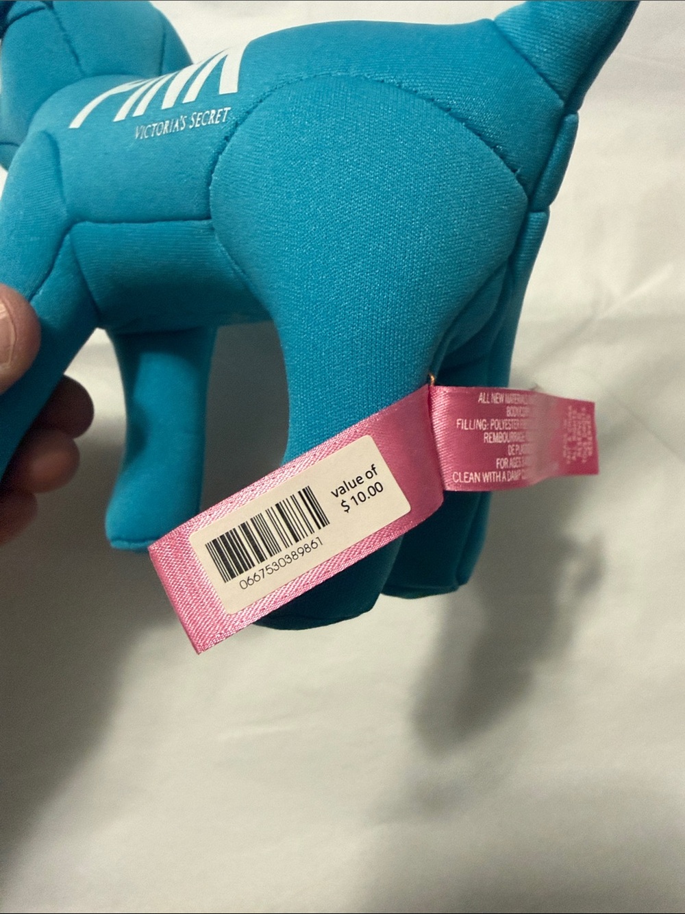 PINK Victoria's Secret Teal Plush Dog w/White PINK Logo - Picture 2 of 5